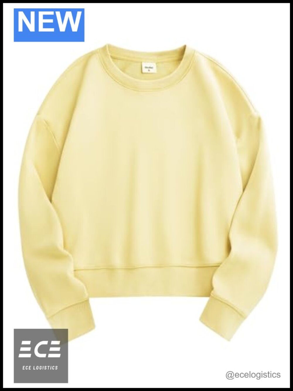 Cropped Crewneck Sweatshirt Relaxed Fit Long Sleeve Pullover Casual